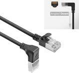 ACT Black 1 meter U/FTP CAT6A LSZH Slimline patch cable with RJ45 connectors 90? angled down to straight (DA3901)
