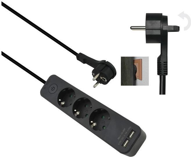 Helos Steckdosenleiste ADVANCED, 5-fach, USB-Charger schwarz, 1,5m, mit Schalter Robustes ansprechendes Design , 1,5m Zuleitung , Leiterquerschnitt: 1,5 mm² , Kabeltyp: H05VV-F 3G1.5mm , mit Druck-Schalter , 5 Schutzkontaktsteckdosen 45° gedreht , mit 2 USB Charger 2.4A Max. , mit Berührungsschutz , belastbar bis zu 16 A/250V (3500 Watt) , VDE, CE und GS-Zertifiziert , Farbe: schwarz (286666)