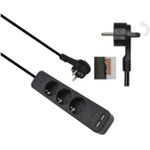 Helos Steckdosenleiste ADVANCED, 5-fach, USB-Charger schwarz, 1,5m, mit Schalter Robustes ansprechendes Design , 1,5m Zuleitung , Leiterquerschnitt: 1,5 mm² , Kabeltyp: H05VV-F 3G1.5mm , mit Druck-Schalter , 5 Schutzkontaktsteckdosen 45° gedreht , mit 2 USB Charger 2.4A Max. , mit Berührungsschutz , belastbar bis zu 16 A/250V (3500 Watt) , VDE, CE und GS-Zertifiziert , Farbe: schwarz (286666)