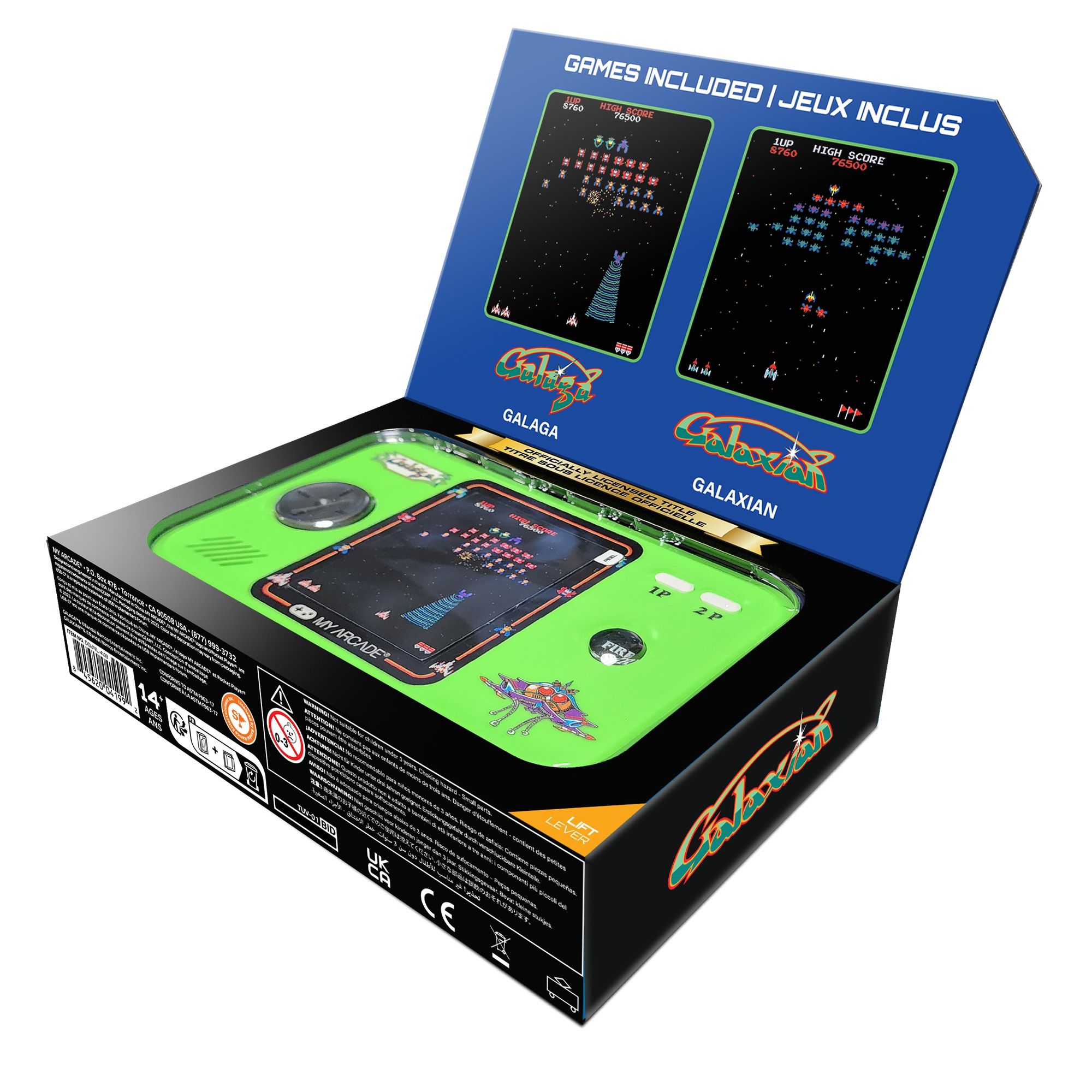 dreamGEAR My Arcade Pocket Player Pro Galaga Tragbare Spielkonsole 2.75" Mehrfarbig