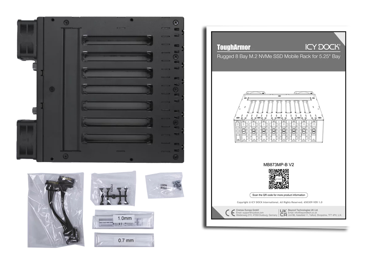 Icy Dock ToughArmor MB873MP-B V2 8x M.2 NVMe PCIe 4.0 OCuLink Schwarz