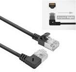 ACT Black 0.25 meters U/FTP CAT6A LSZH Slimline patch cable with RJ45 connectors 90? angled right to straight (DA2952)