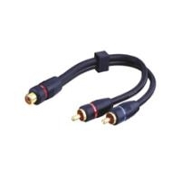 Wentronic Goobay Cinch-Adapterkabel, Schwarz, 0.2 m - Cinch-Buchse > 2x Cinch-Stecker (Audio links/rechts) (50375)