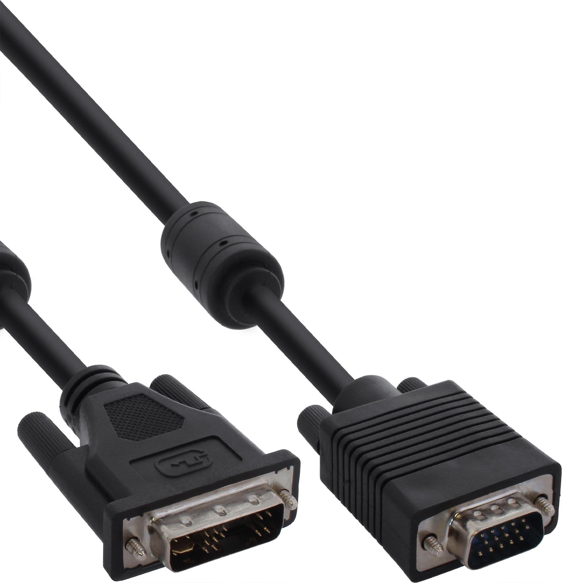 InLine DVI-A Kabel, analog 12+5 auf VGA HD-15, 5 m, Schwarz