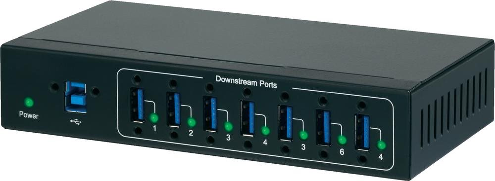 Renkforce 7 Port USB 3.0-Hub für industrielle Anwendungen, zur Wandmontage Schwarz