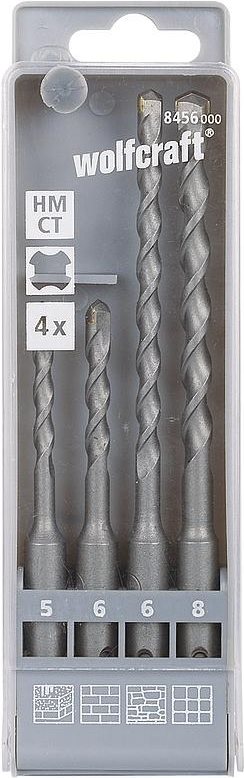 Wolfcraft 8456000 Hartmetall Hammerbohrer-Set 4teilig 5 mm, 6 mm, 6 mm, 8 mm SDS-Plus 1 Set