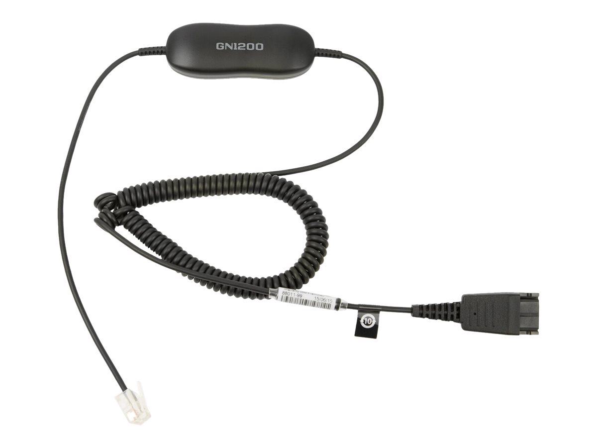Jabra GN1200 CC Headset-Kabel Quick Disconnect zu RJ-9 Schwarz
