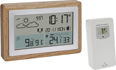 TFA Dostmann Funk-Wetterstation OAK 35.1167.54 mit Eichenholzrahmen Außensensor