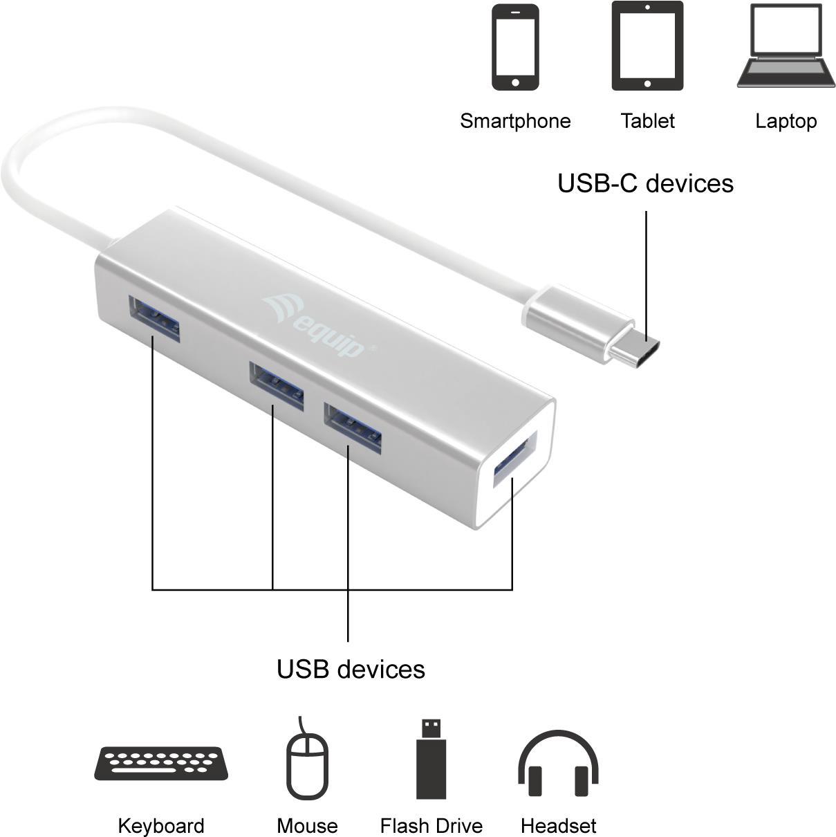 Equip 128958 Schnittstellen-Hub USB 3.2 Gen 1 (3.1 Gen 1) Type-C 5000 Mbit/s Silber (128958)