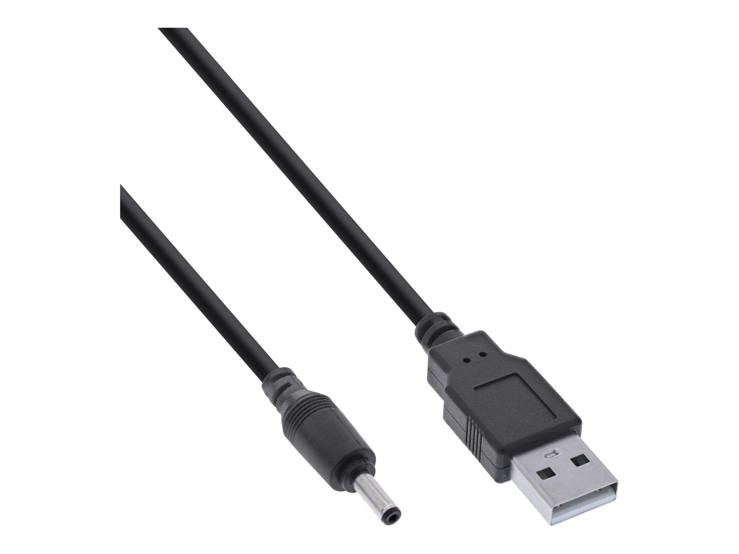 InLine USB DC Stromadapterkabel USB A Stecker zu DC 3,5x1,35mm Hohlstecker 5V/3A 2m Schwarz