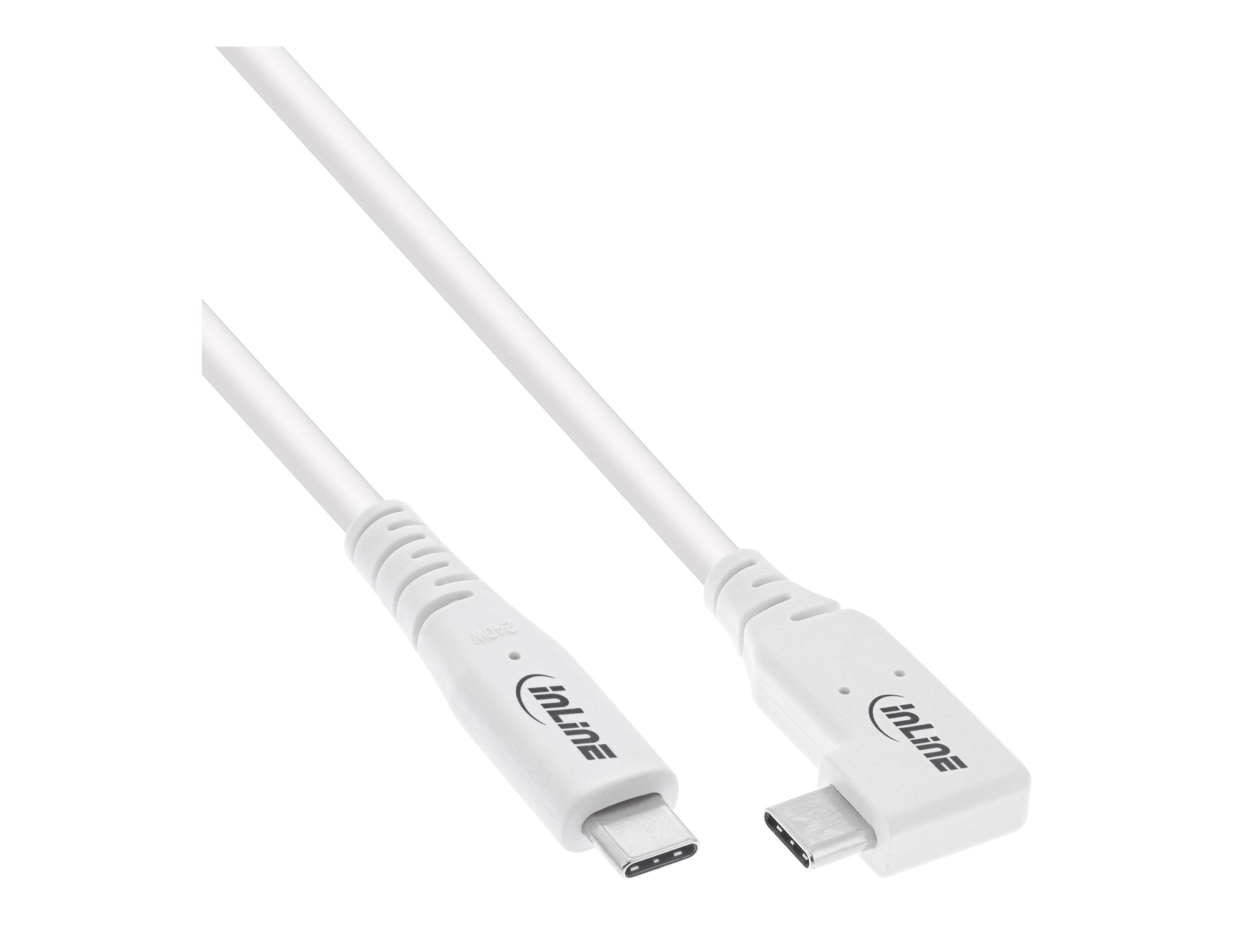 InLine USB4 Kabel USB-C einseitig gewinkelt PD 240 W 8K@60Hz 2 m Weiß