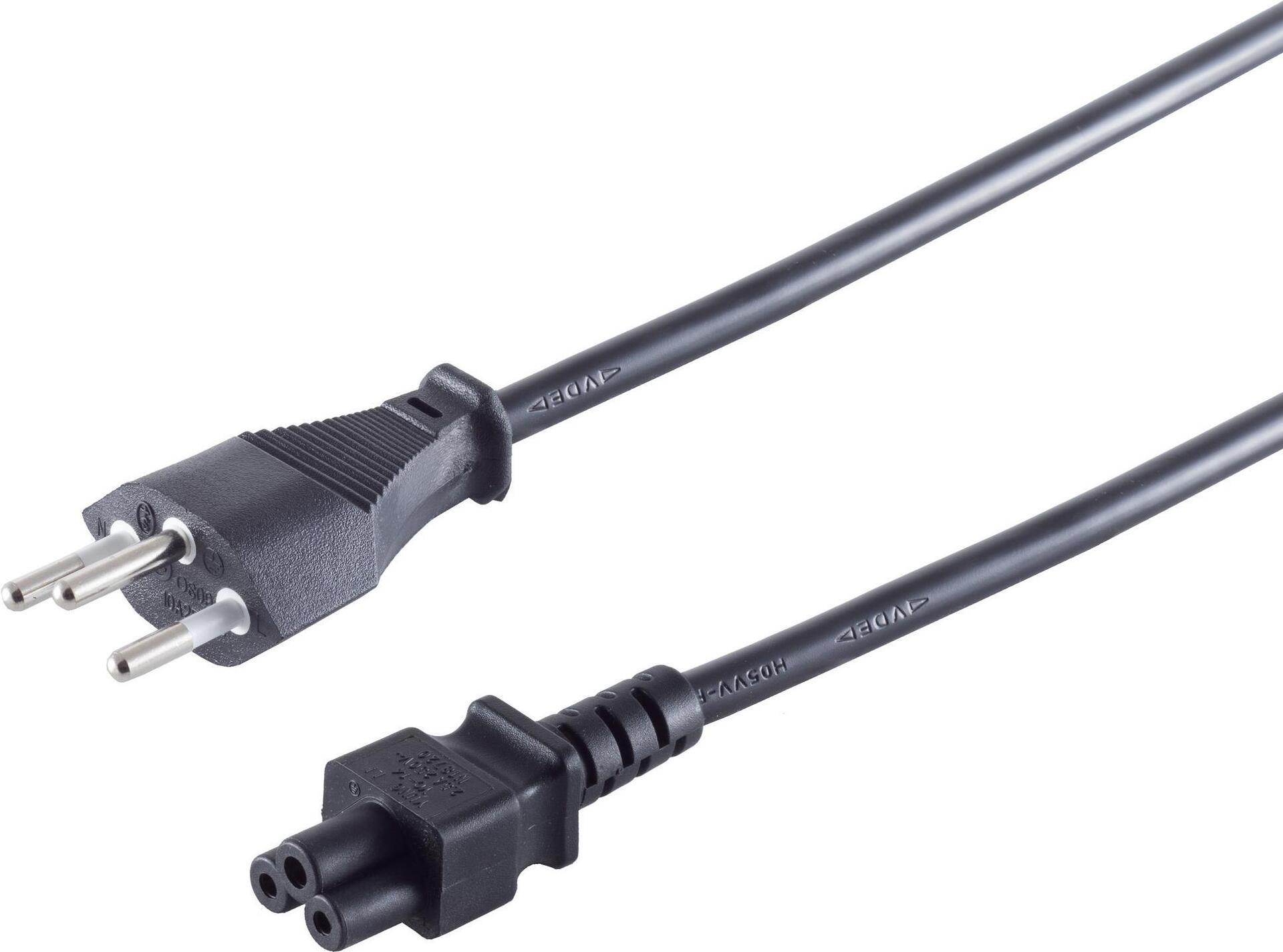 S/CONN maximum connectivity Netzanschlusskabel Schweiz, Stecker an 3pol Buchse C5, schwarz, 1,8 m (CH60001)