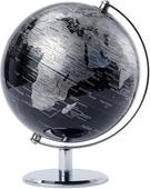 Troika Globus LUNAR Globus mit 20 cm Durchmesser, verchromter Metallfuß, bewegliche Achse, Kunststoff / Metall, glänzend, Schwarz / silberfarben (G2001-BKSI/CH)