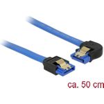 Delock Kabel SATA 6 Gb/s Buchse gerade > SATA Buchse links gewinkelt 50 cm blau mit Goldclips (84985)