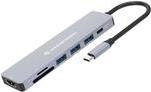CONCEPTRONIC Dock USB-C-> 7-in-1 HDMI,USB3.0,SD,100WPD grau (DONN19G)