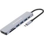 CONCEPTRONIC Dock USB-C-> 7-in-1 HDMI,USB3.0,SD,100WPD grau (DONN19G)
