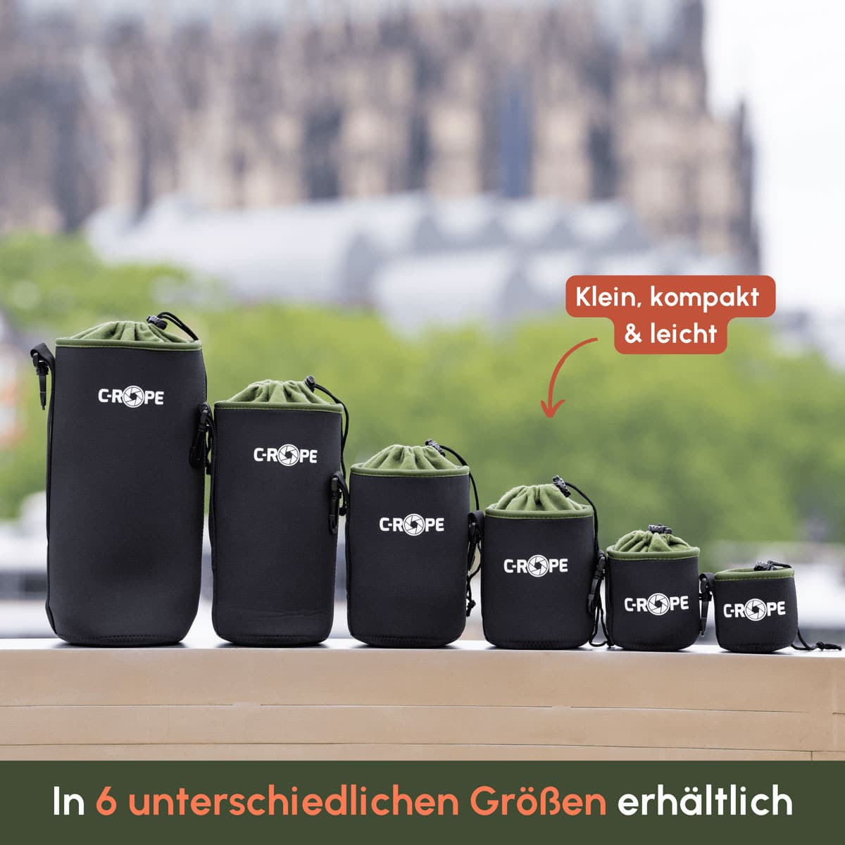 C-ROPE Objektivbeutel V2 L 18x12 cm Schwarz, Grün