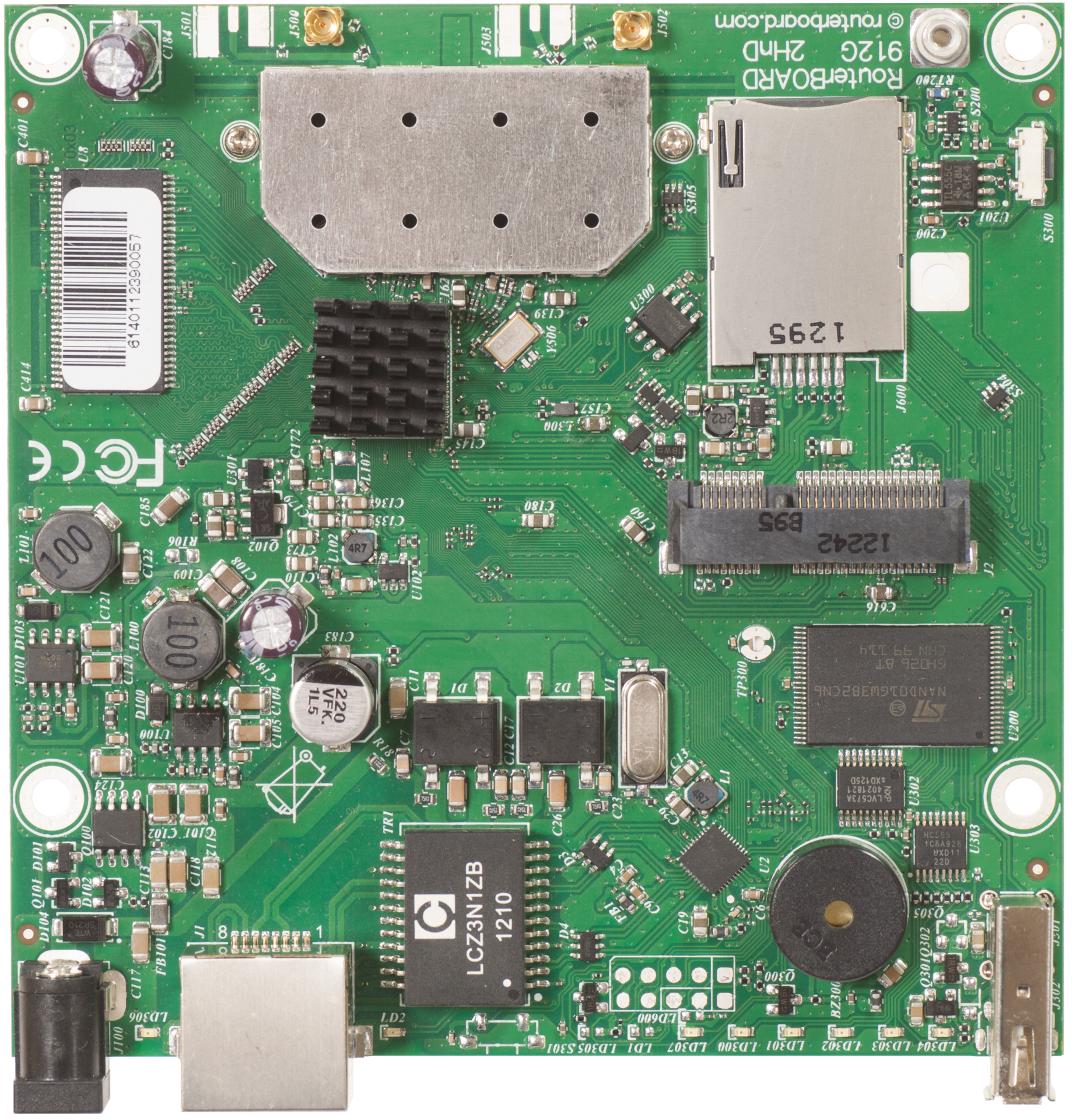 Mikrotik RB912UAG-2HPND. WLAN-Band: Einzelband (2,4GHz), Top WLAN-Standard: IEEE 802.11n, WLAN Datentransferrate (max.): 983,7 Mbit/s. Prozessor: AR9342, Prozessor-Taktfrequenz: 600 MHz. Basic Switching RJ-45 Ethernet Ports-Typ: Gigabit Ethernet (10/100/1000), USB-Port-Typ: USB Type-A, SIM-Kartentyp: Mini-SIM. Power-over-Ethernet (PoE) Spannungsbereich: 8 - 30 V. Netzstecker: DC-in-jack, Stromverbrauch (max.): 13,5 W (10105)