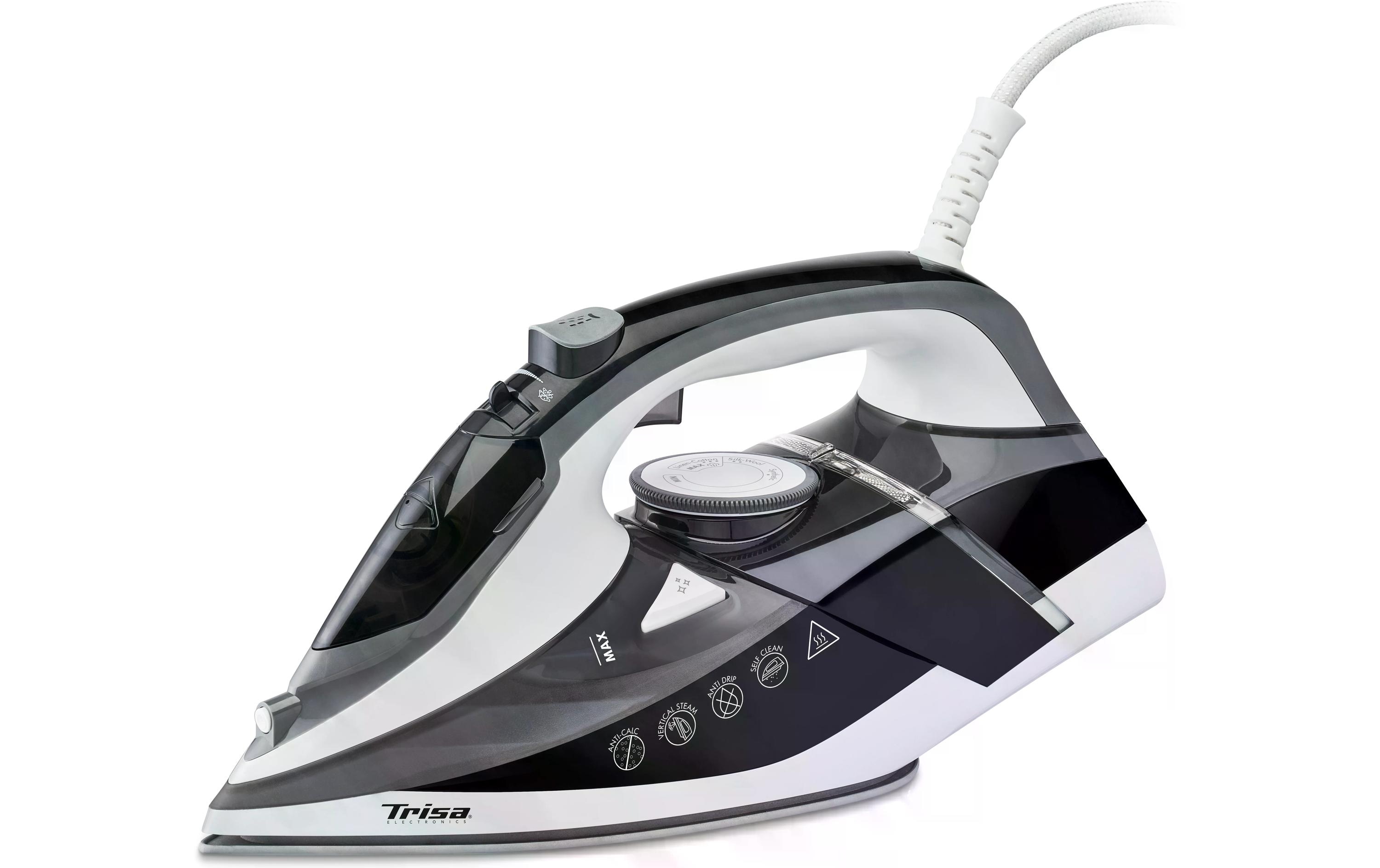 Trisa Profi Steam i6242 Dampfbügeleisen 2400 W Keramiksohle Schwarz, Grau, Weiß