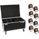 EUROLITE Set 8x LED IP PAR 12x9W SCL Spot + Case mit Rollen (20000885)