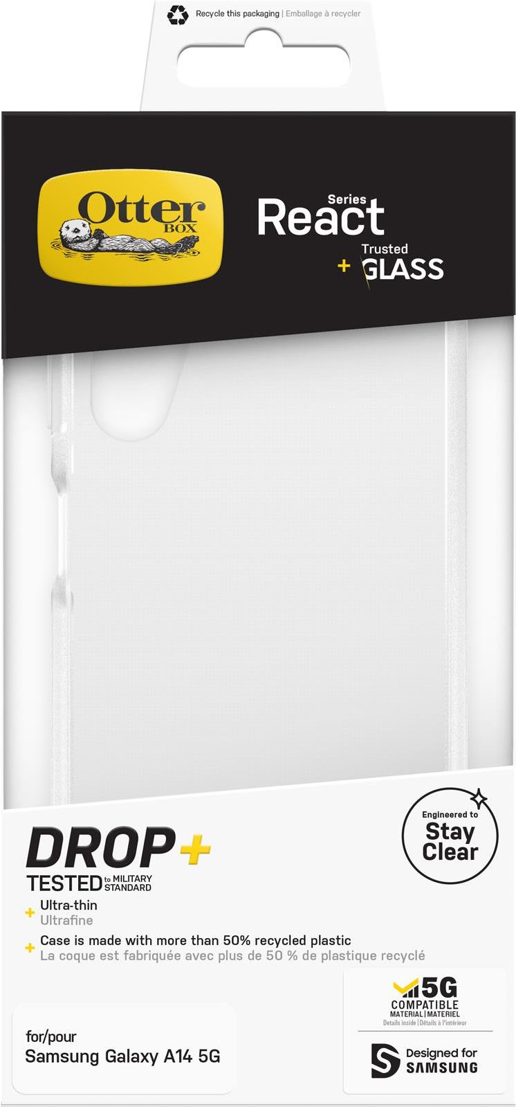 OtterBox React Hülle + Trusted Glass Displayschutz für Galaxy A14 5G transparent (78-81181)