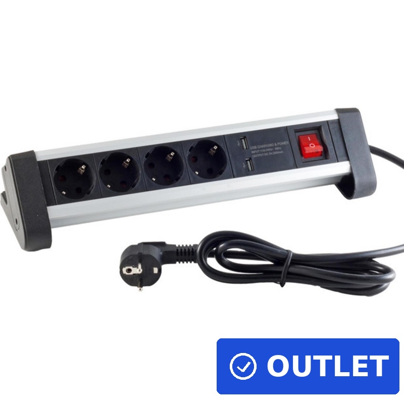 S-Conn 60317 Innenraum 4AC-Ausgänge 1.5m Schwarz - Weiß Verlängerungskabel (60317) (B-Ware)