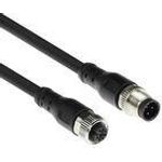 ACT Industrial 3.00 meters Sensor cable M12A 4-pin male to M12A 4-pin female, Superflex Xtreme TPE cable, shielded (SC3402)