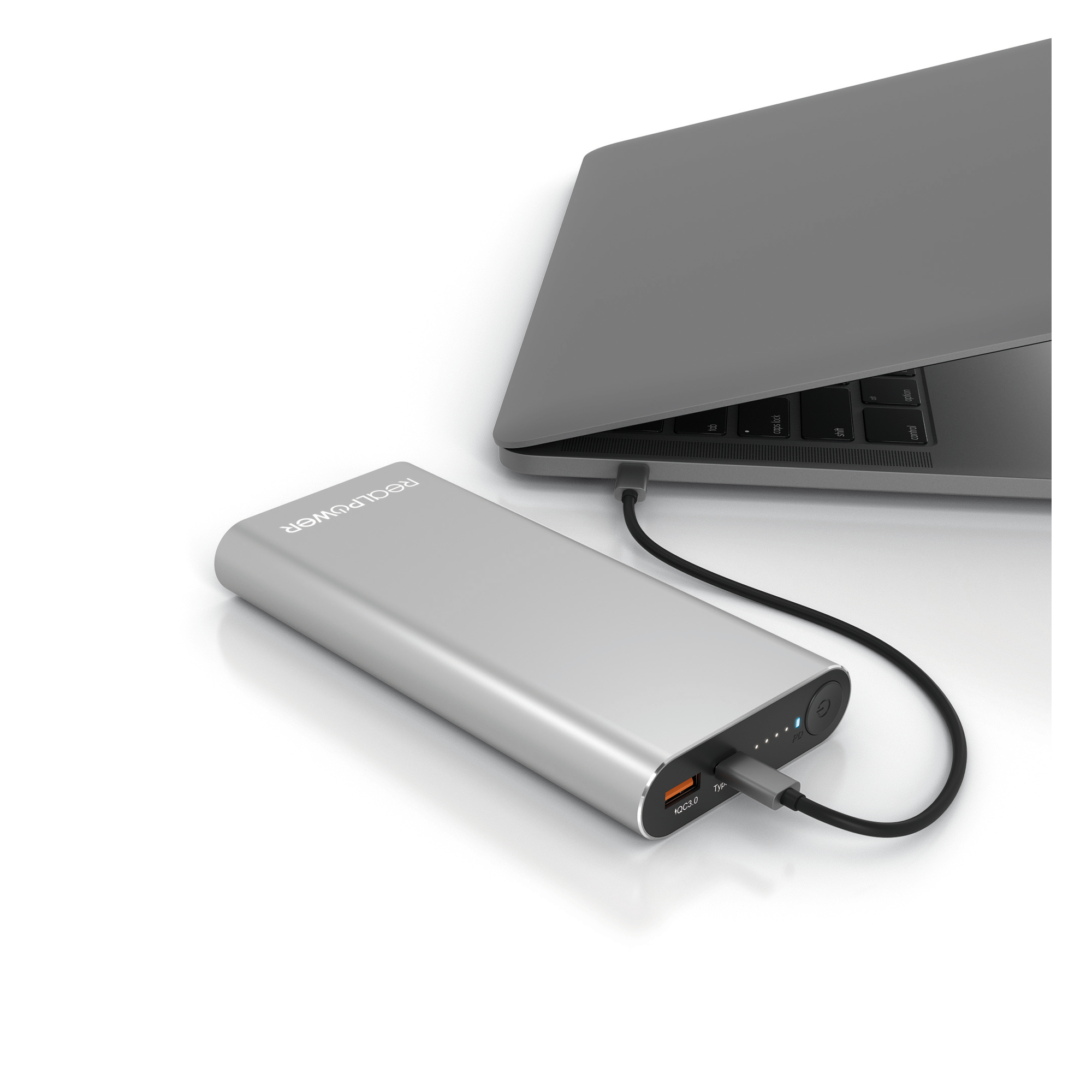 RealPower PB-20000PD 20000 mAh Powerbank 100 W Aluminium Silber