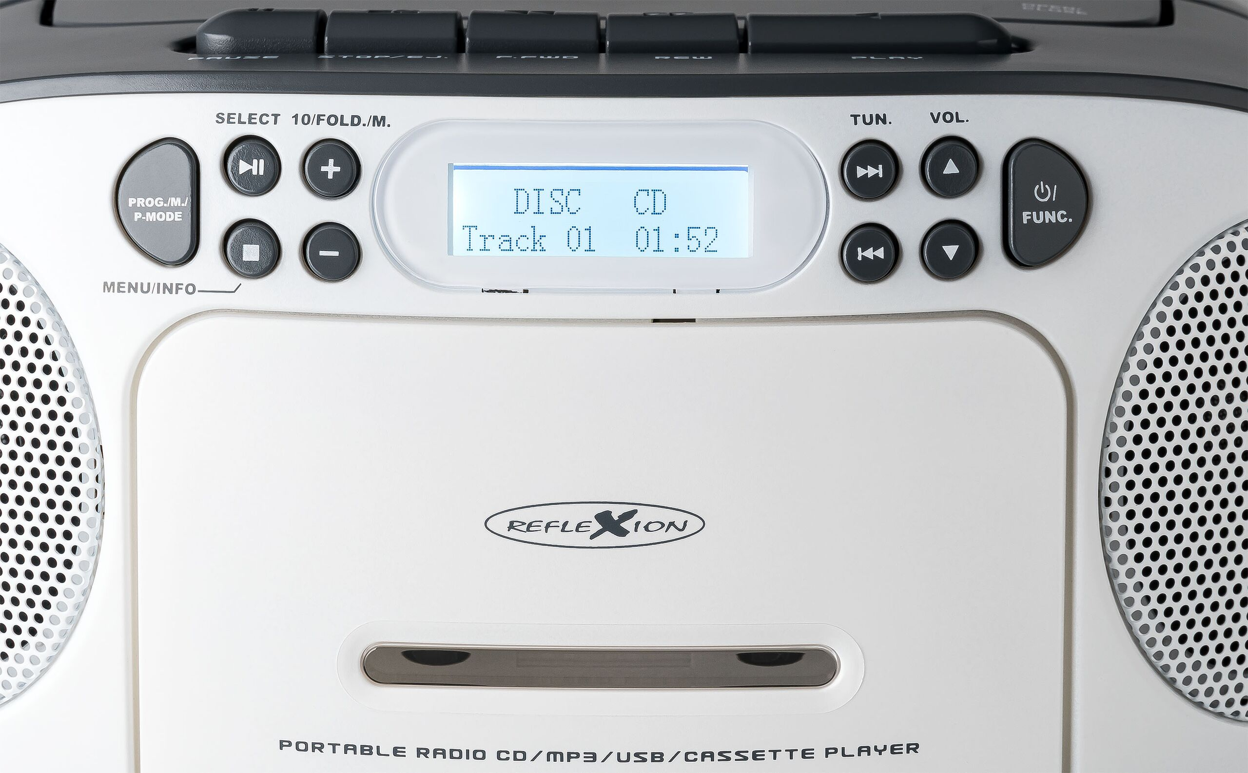Reflexion Tragbarer Radiorecorder RCR2260DAB CD-Radio DAB+ UKW Kassette USB AUX Weiß Grau