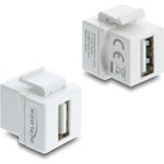 Delock Mini Keystone Modul Kupplung USB 2.0 Typ-A Buchse zu Buchse weiß 91080