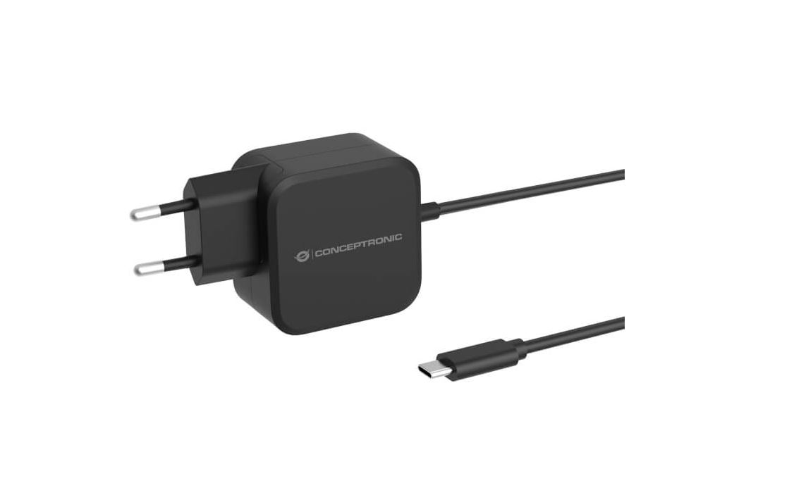 Conceptronic OZUL04BE 67W GaN USB-PD-Ladegerät mit integriertem USB-C-Kabel