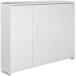 Hager FWB43S. Typ: Freistehendes Gestell, Produktfarbe: Weiß, Internationale Schutzart (IP-Code): IP44. Breite: 650 mm, Tiefe: 161 mm, Höhe: 800 mm (FWB43S)