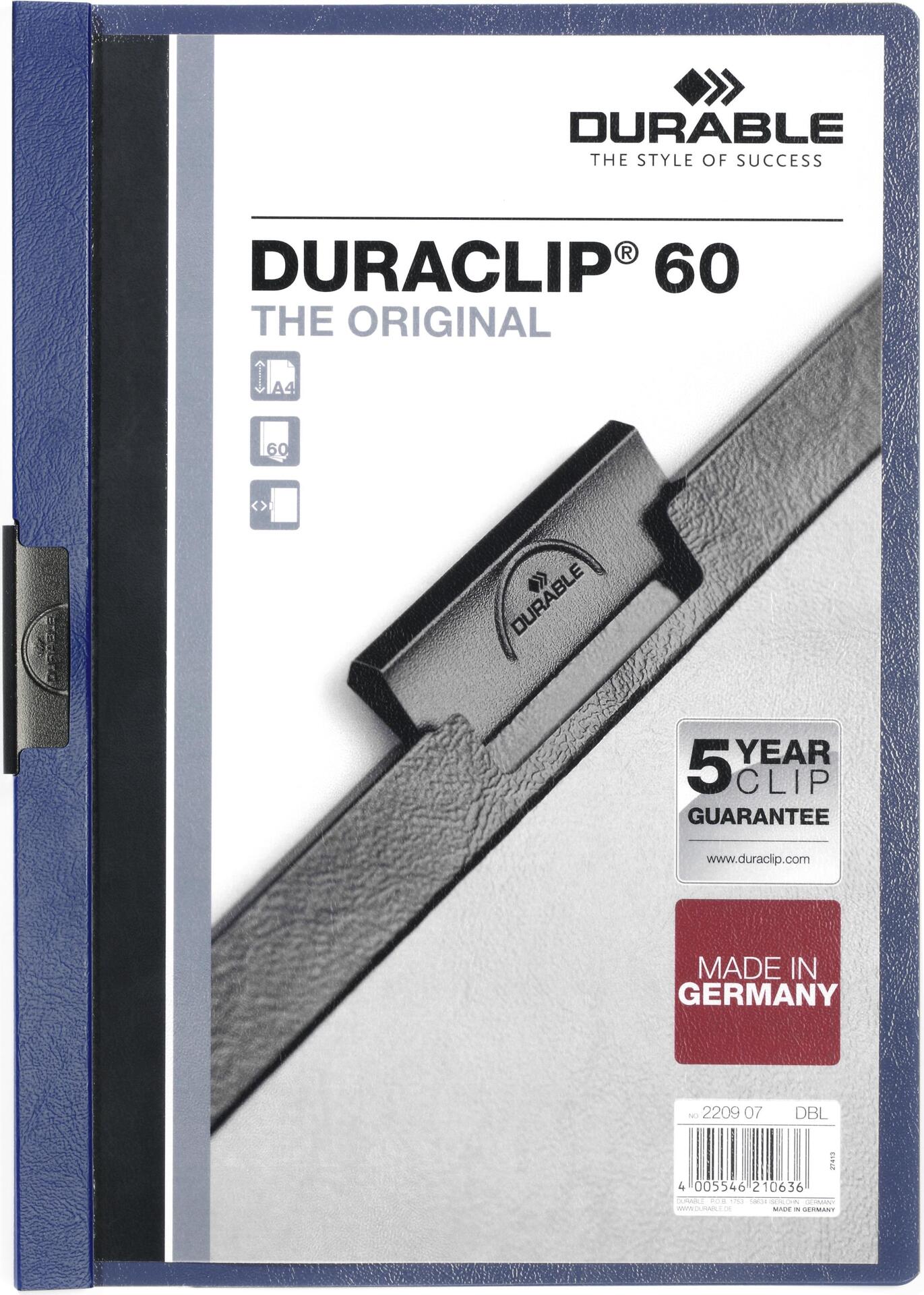 DURABLE Klemmmappe DURACLIP® 60 A4 SB-Verpackung 5 Beutel à 5 St. 223807