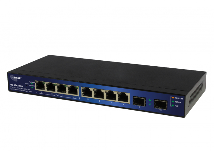 Allnet ALL-SG8210PM Managed L2+ Gigabit Switch 8-Port PoE 50 W Schwarz