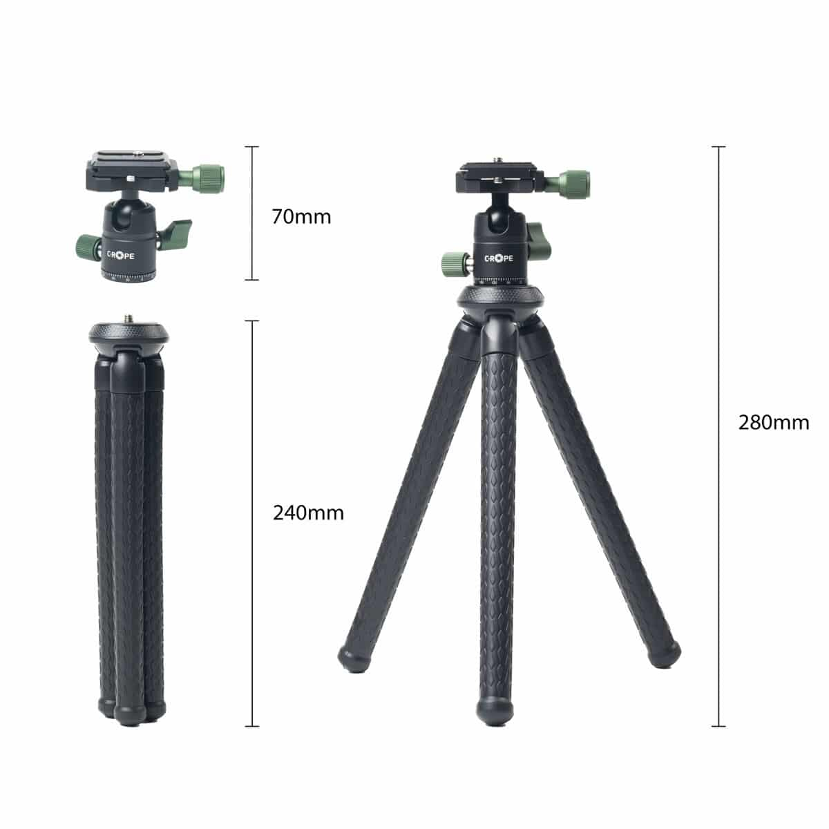 C-ROPE Creatorpod Flexibles Stativ 28 cm 360° Kugelkopf Schwarz