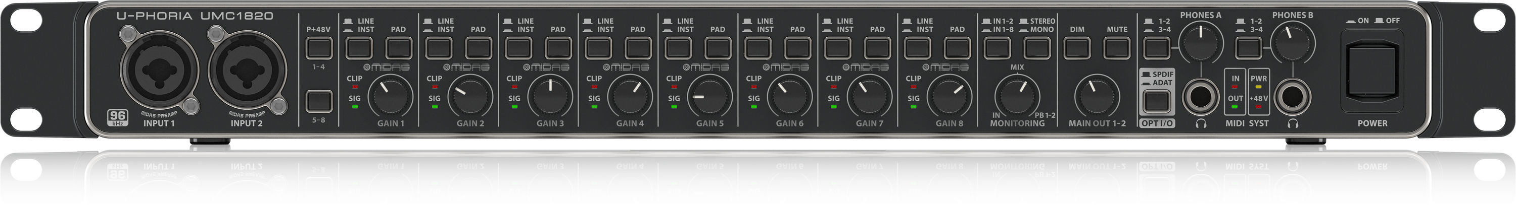 Behringer U-PHORIA UMC1820 Audio-Schnittstelle USB 24-Bit/96 kHz Metall Schwarz