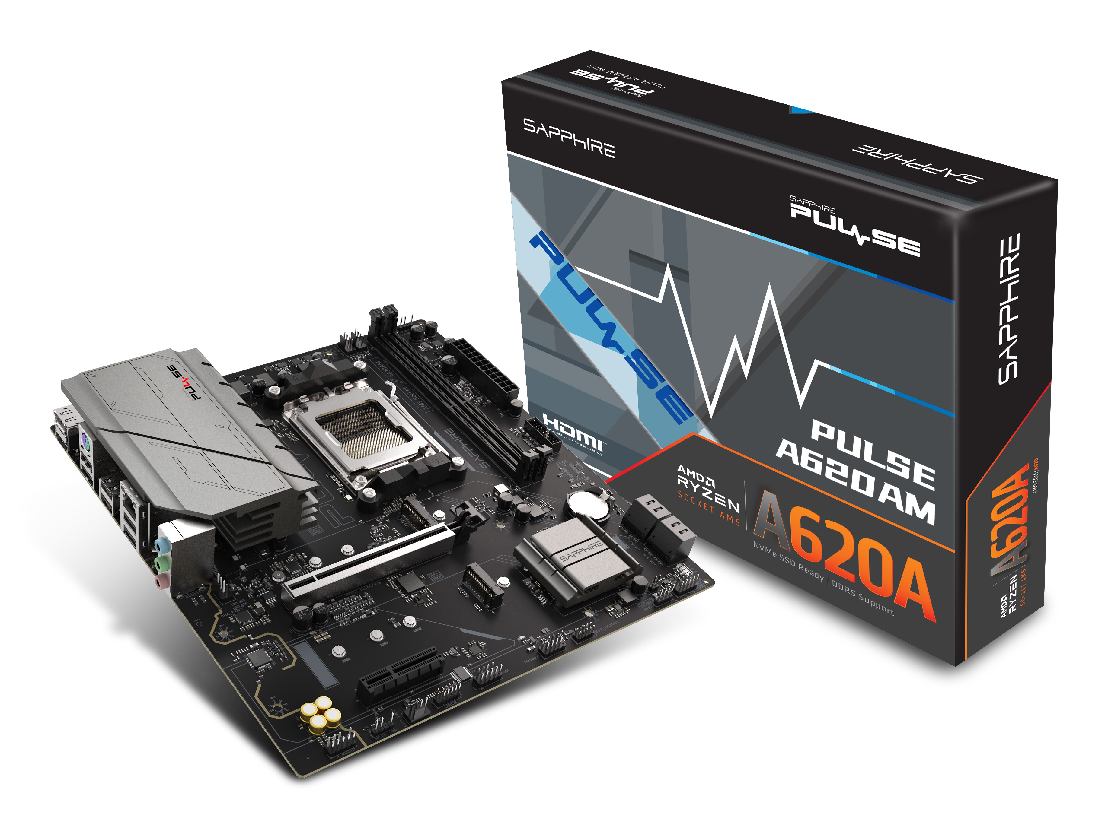 Sapphire PULSE A620AM Mainboard Sockel AM5 Micro-ATX DDR5 Schwarz