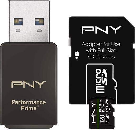 SD MicroSD XC Card 128GB PNY Pro Elite Prime All-In-One Kit (P-SDU128V32200PEPKIT-GE)