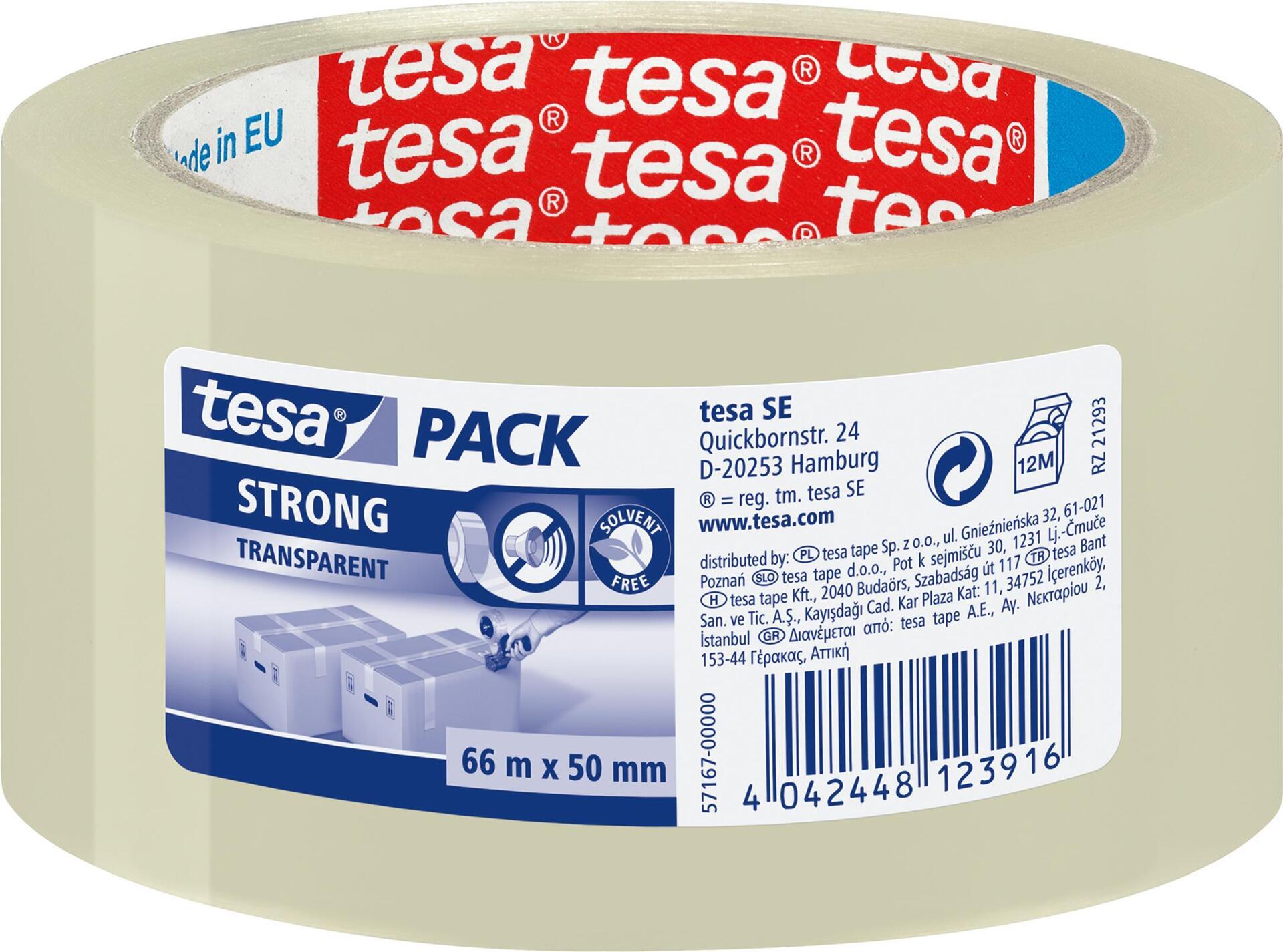 TESA Clear Strong 66 m Polypropylen Transparent 1 Stück(e) (57167-00000-05)