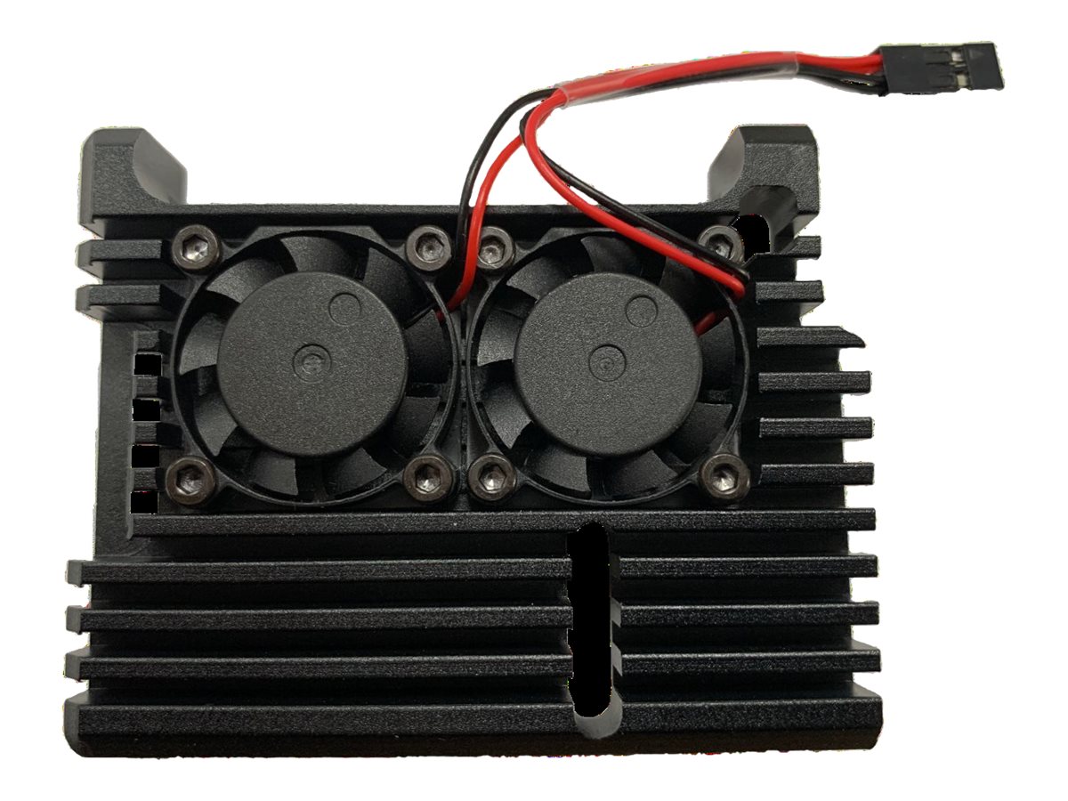 JOY-iT ARMOR CASE Block Active Gehäuse für Raspberry Pi 4 mit Lüfter, CNC-Aluminium, Schwarz