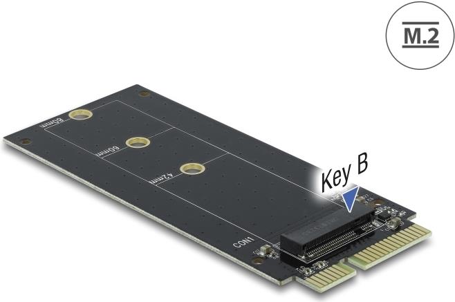Delock SATA 22 Pin Stecker zu M.2 Key B Slot Adapter Schwarz