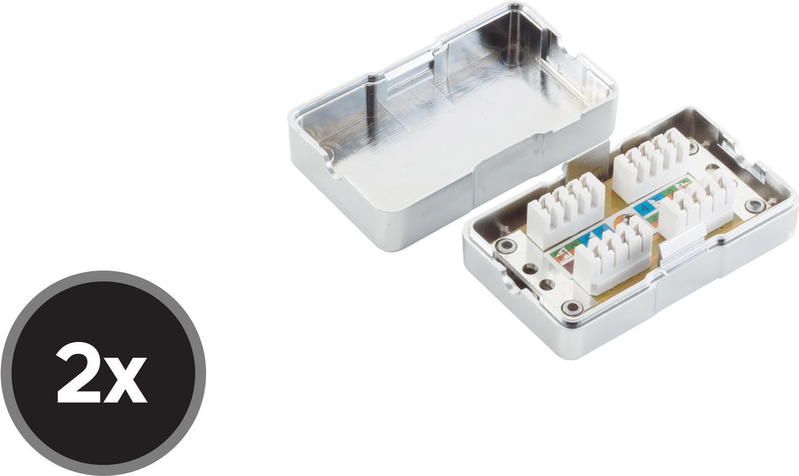 S-CONN shiverpeaks ®-BASIC-S--2er SET - Cat. 6 LSA-connection-BOX Netzwerk Verlängerung (BS75001-SET