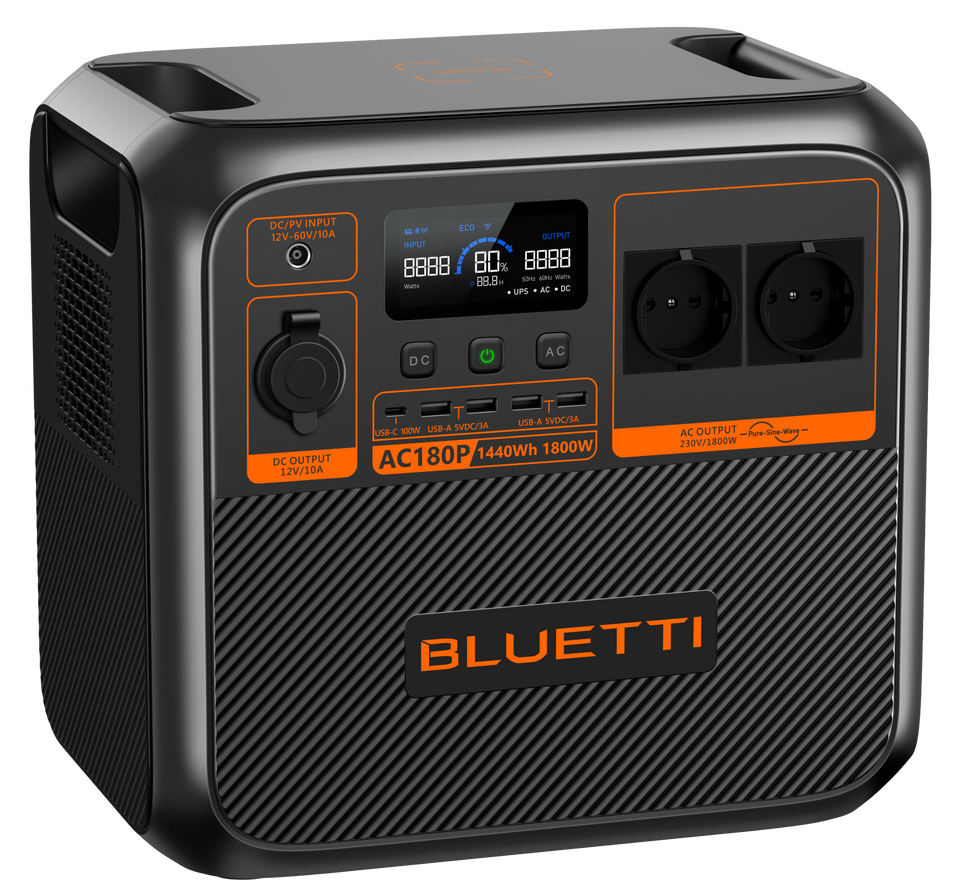 Bluetti AC180P Tragbare Power Station 1800 W 1440 Wh Schwarz