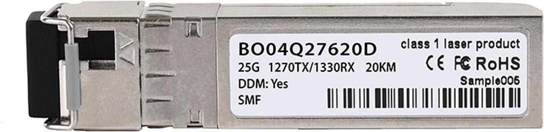 Kompatibler HPE H3C SFP28-25G-BX-U-20KM BlueOptics© BO04Q27620D SFP28 Bidi Transceiver, LC-Simplex, 25GBASE-BX-U, Singlemode Fiber, TX1270nm/RX1330nm, 20KM, DDM, 0°C/+70°C (SFP28-25G-BX-U-20KM-H3-BO)