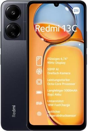 Xiaomi Redmi 13C 4/128GB Dual-SIM Smartphone midnight black EU (MZB0FM7EU)