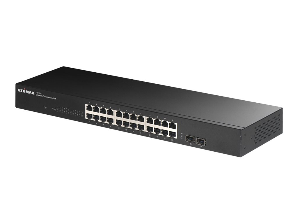 Edimax GS-1026 V3 Gigabit Ethernet Switch 24x RJ-45 + 2x SFP 52 Gbps Schwarz