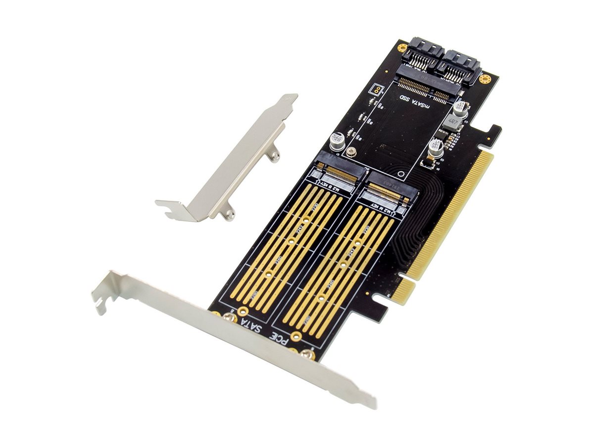 InLine PCIe-Karte x16 zu 2x M.2 1x mSATA Speicher-Controller PCIe 3.0 x16 Silber