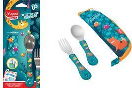 Maped PICNIK Besteck-Set JUNGLE FEVER 3-teilig türkis mit Tasche Edelstahl ABS