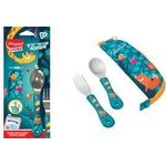 Maped PICNIK Besteck-Set JUNGLE FEVER 3-teilig türkis mit Tasche Edelstahl ABS