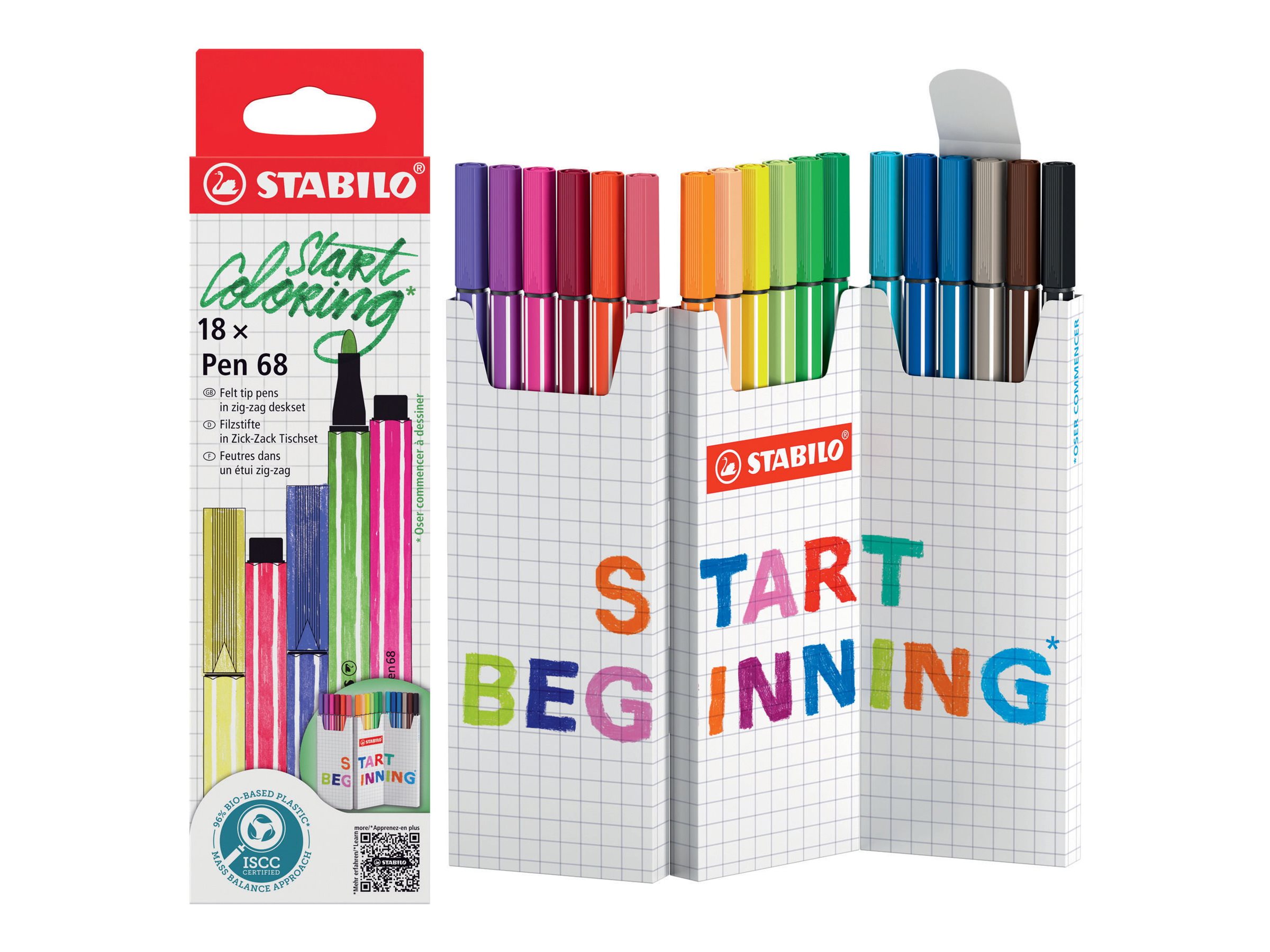 STABILO Pen 68 Filzstifte farbsortiert, 1 mm Medium, 18 Stück